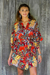 Rayon robe, 'Brush Feathers' - Multicolored Floral Rayon Robe in Hot Colors from Bali (image 2b) thumbail