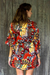 Rayon robe, 'Brush Feathers' - Multicolored Floral Rayon Robe in Hot Colors from Bali (image 2c) thumbail