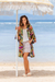 Rayon robe, 'Jungle Groove' - Multicolored Floral Rayon Robe in Rosewood from Indonesia