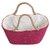 Natural fiber and cotton shoulder bag, 'Twin Magenta Mandalas' - Magenta Crochet on Hand Woven Natural Fiber Shopping Bag