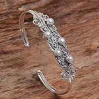 Brazalete de perlas cultivadas - Brazalete de plata esterlina con perlas cultivadas de Indonesia