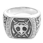 Men's sterling silver signet ring, 'Shield of Indra' - Sterling Silver Shield Men's Signet Ring from Indonesia