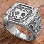 Men's sterling silver signet ring, 'Shield of Indra' - Sterling Silver Shield Men's Signet Ring from Indonesia