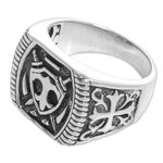 Men's sterling silver signet ring, 'Shield of Indra' - Sterling Silver Shield Men's Signet Ring from Indonesia