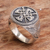 Men's sterling silver signet ring, 'Indra Sword' - Crossed Swords Sterling Silver Signet Ring for Men (image 2b) thumbail