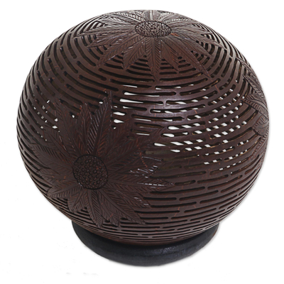 Hand Made Coconut Shell Flower Sculpture from Indonesia