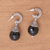 Onyx half-hoop earrings, 'Black Swirls' - Sterling Silver Black Onyx Half-Hoop Earrings from Indonesia