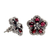Garnet button earrings, 'Five Red Petals' - Sterling Silver Garnet Button Earrings from Indonesia (image 2b) thumbail