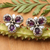Amethyst button earrings, 'Three Purple Petals' - Sterling Silver Amethyst Button Earrings from Indonesia (image 2b) thumbail