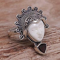 Featured review for Garnet cocktail ring, Saraswati Face in Red