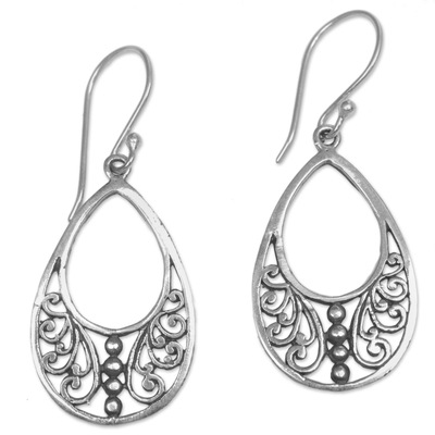 Sterling silver dangle earrings, 'Young Beauty' - Sterling Silver Openwork Dangle Earrings from Indonesia