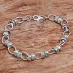 Sterling silver link bracelet, 'Family Ties' - Hand Made Sterling Silver Link Bracelet Indonesia