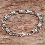 Sterling silver link bracelet, 'Family Ties' - Hand Made Sterling Silver Link Bracelet Indonesia