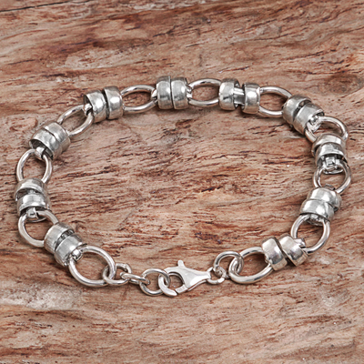 Sterling silver link bracelet, 'Family Ties' - Hand Made Sterling Silver Link Bracelet Indonesia