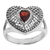 Garnet cocktail ring, 'Bali Heart in Red' - Sterling Silver and Garnet Heart Shaped Cocktail Ring