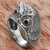 Garnet domed ring, 'Night Watcher in Red' - Sterling Silver Garnet Owl Domed Ring from Indonesia (image 2b) thumbail