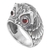 Garnet domed ring, 'Night Watcher in Red' - Sterling Silver Garnet Owl Domed Ring from Indonesia (image 2d) thumbail