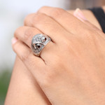 Garnet domed ring, 'Night Watcher in Red' - Sterling Silver Garnet Owl Domed Ring from Indonesia