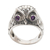 Amethyst domed ring, 'Night Watcher in Purple' - Sterling Silver Amethyst Owl Domed Ring from Indonesia