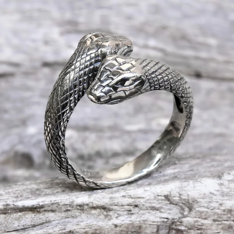 Hand Made Sterling Silver Snakes Wrap Ring Indonesia Sea Serpent