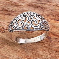 Featured review for Sterling silver cocktail ring, Sterling Swirls