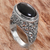 Onyx single stone ring, 'Deep Eye' - Sterling Silver Onyx Single Stone Ring from Indonesia (image 2b) thumbail