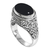Onyx single stone ring, 'Deep Eye' - Sterling Silver Onyx Single Stone Ring from Indonesia (image 2c) thumbail