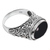Onyx single stone ring, 'Deep Eye' - Sterling Silver Onyx Single Stone Ring from Indonesia (image 2d) thumbail