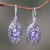 Amethyst dangle earrings, 'Sunset Eye' - Flower Amethyst Sterling Silver Dangle Earrings Indonesia (image 2) thumbail