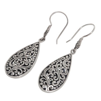 Sterling silver dangle earrings, 'Blissful Tears' - Sterling Silver Teardrop Dangle Earrings from Indonesia