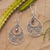 Garnet dangle earrings, 'Floral Days' - Floral Garnet Sterling Silver Dangle Earrings from Indonesia (image 2) thumbail