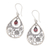 Garnet dangle earrings, 'Floral Days' - Floral Garnet Sterling Silver Dangle Earrings from Indonesia thumbail