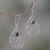 Garnet dangle earrings, 'Floral Days' - Floral Garnet Sterling Silver Dangle Earrings from Indonesia (image 2b) thumbail