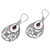Garnet dangle earrings, 'Floral Days' - Floral Garnet Sterling Silver Dangle Earrings from Indonesia (image 2c) thumbail