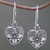 Sterling silver dangle earrings, 'Heart Blossom' - Sterling Silver Floral Heart Dangle Earrings from Indonesia