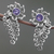 Amethyst drop earrings, 'Jungle Frond' - Hand Made Amethyst Floral Drop Earrings from Indonesia