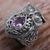 Amethyst cocktail ring, 'Amethyst Owl' - Amethyst Sterling Silver Owl Cocktail Ring from Indonesia
