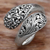 Sterling silver wrap ring, 'Fern and Flower' - Hand Made Sterling Silver Wrap Ring Floral Motif Indonesia