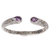 Gold accented amethyst cuff bracelet, 'Fern Canopy' - Amethyst Sterling Silver Gold Accent Cuff Bracelet Indonesia thumbail