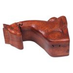 Wood puzzle box, 'Resting Giraffe' - Hand Carved Giraffe Shape Wood Puzzle Box from Indonesia
