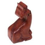 Wood puzzle box, 'Resting Giraffe' - Hand Carved Giraffe Shape Wood Puzzle Box from Indonesia