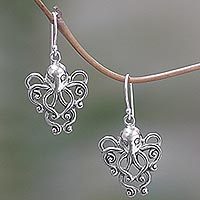 Sterling silver dangle earrings, 'Octopus of the Deep'