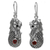 Garnet dangle earrings, 'Red Lion Fish' - Sterling Silver Garnet Merlion Dangle Earrings thumbail