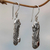 Garnet dangle earrings, 'Red Lion Fish' - Sterling Silver Garnet Merlion Dangle Earrings (image 2b) thumbail