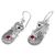 Garnet dangle earrings, 'Red Lion Fish' - Sterling Silver Garnet Merlion Dangle Earrings (image 2d) thumbail