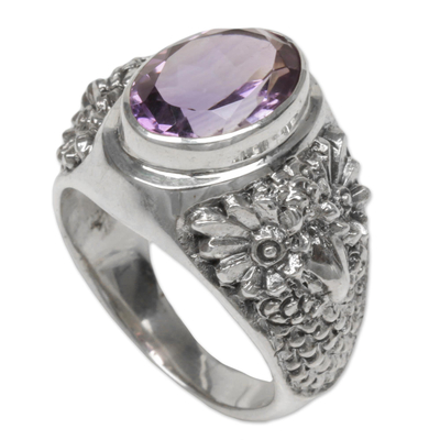 Sterling Silver Amethyst Single Stone Ring from Indonesia - Worried Owl ...