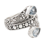 Blue topaz cocktail ring, 'Blue Udeng' - Blue Topaz Multi-Stone Cocktail Ring from Indonesia