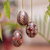 Batik wood ornaments, 'Kawung Eggs' (set of 3) - Hand Made Batik Wood Ornaments (Set of 3) from Indonesia thumbail