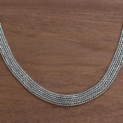 Collar de cadena de plata esterlina - Collar de cadena de cola de zorro de plata esterlina hecho a mano de Bali