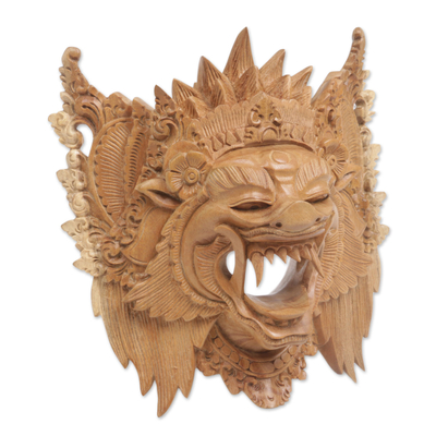 Holzmaske - Handgeschnitzte Barong-Bangkal-Maske aus Akazienholz